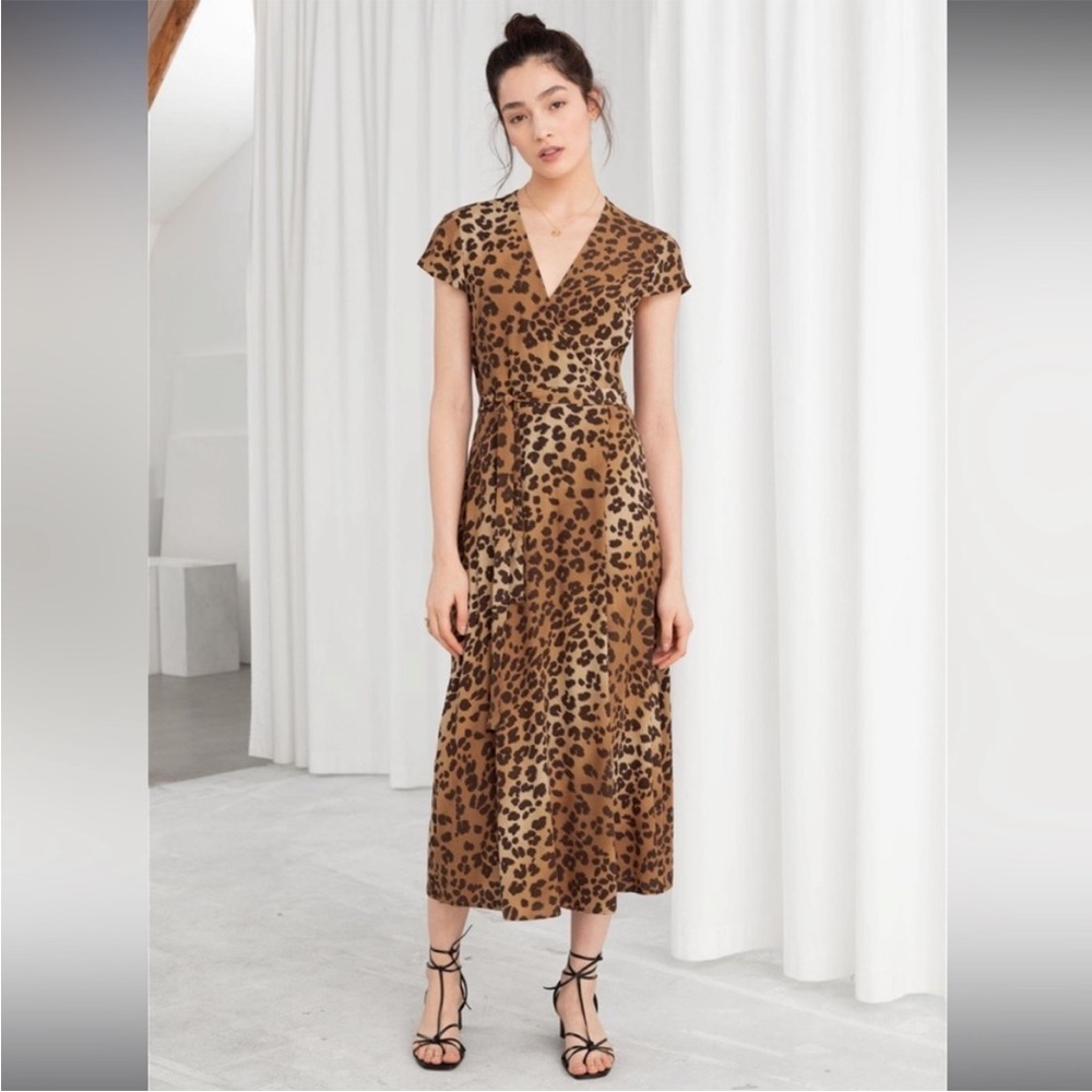 & Other Stories Leopard Midi Wrap Dress